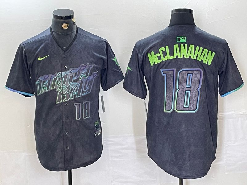 Men Tampa Bay Rays #18 McClanahan Nike MLB Limited City Connect Black 2024 Jersey style 4